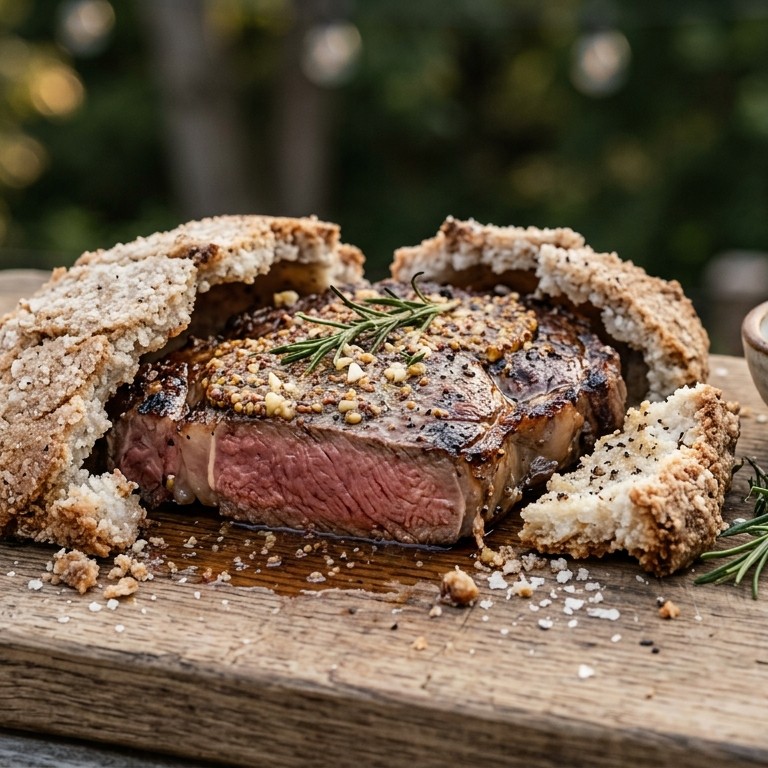BBQ  Biefstuk in zoutkorst recept