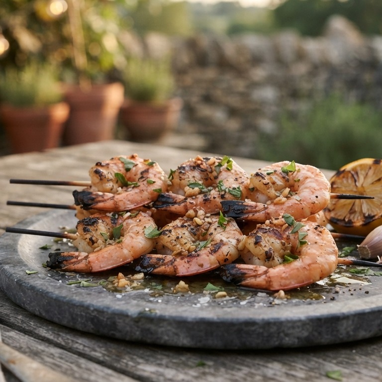 BBQ Garnalenspies met knoflook recept