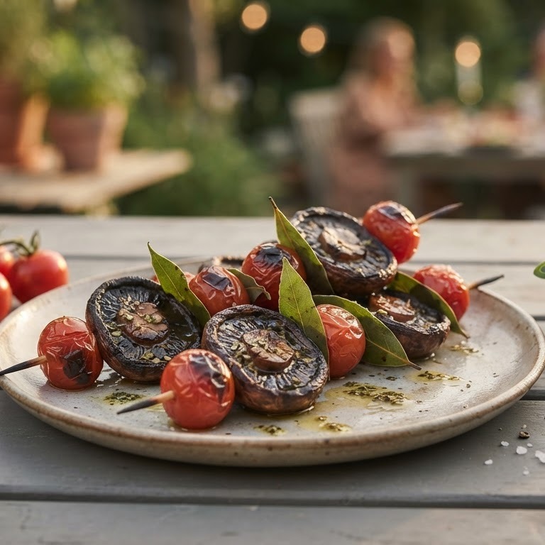 BBQ Spies van champignons en tomaatjes recept
