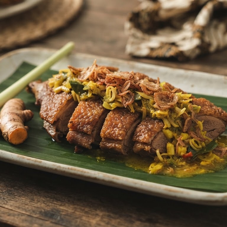 Bebek Goreng Dengan Ramuan (gebakken eend met kruidensaus) recept