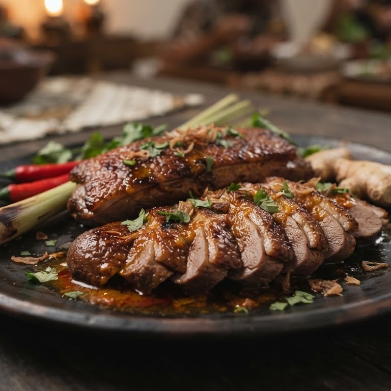 Bebek Percik (pittig gemarineerde geroosterde eend) recept