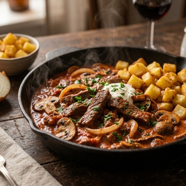 Beef stroganoff recept