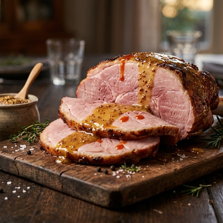 Beenham pittige mosterd-honingsaus recept