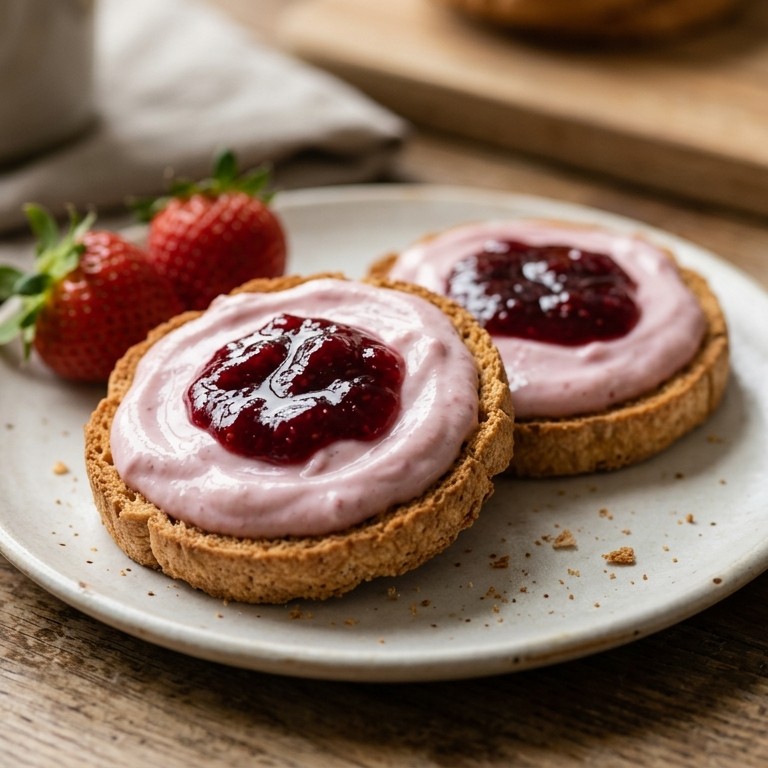 Beschuit met aardbeienyoghurt recept