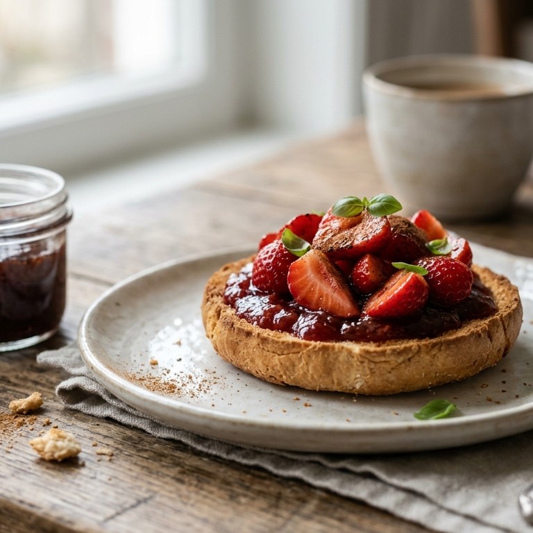 Beschuitbol met aardbeiensalade recept