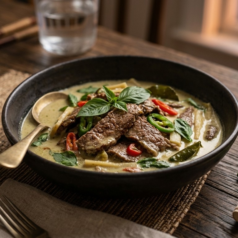Biefstuk in groene kerrie recept