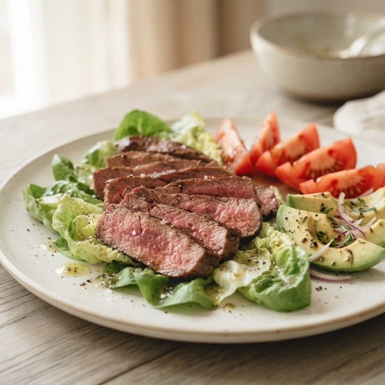Biefstuk met avocado-tomaatsalade recept
