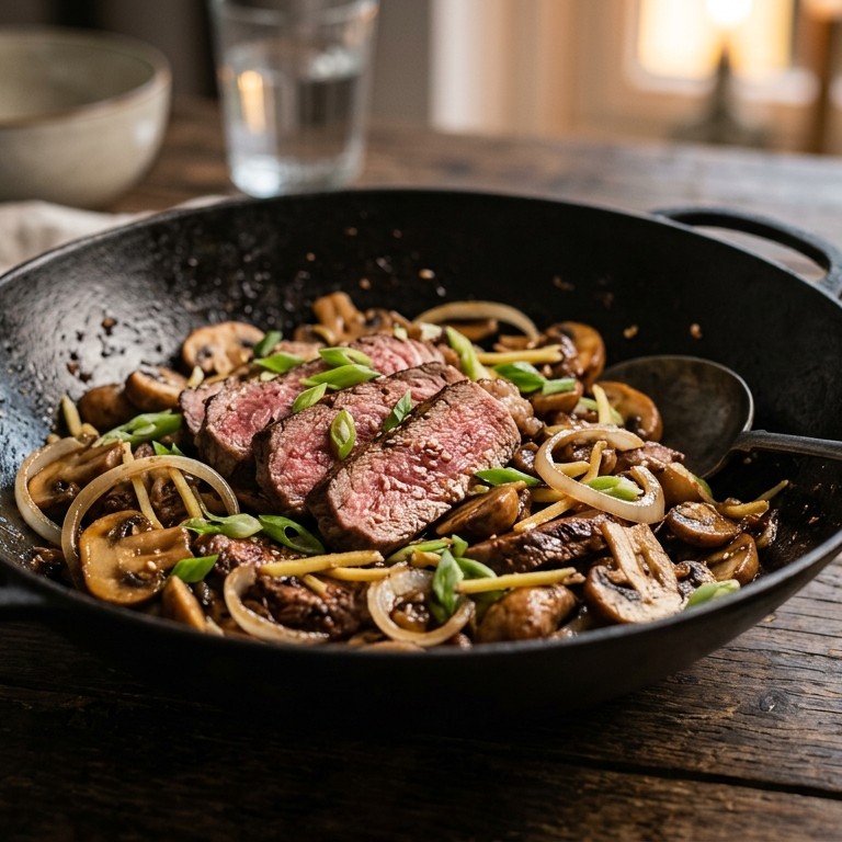 Biefstuk met champignons en gember recept