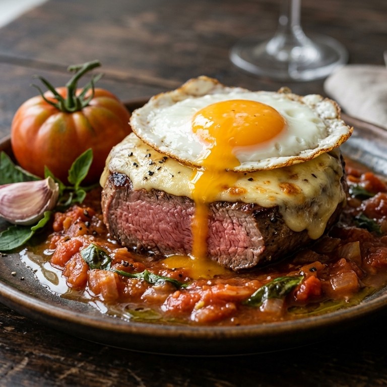 Biefstuk met kaas en ei recept