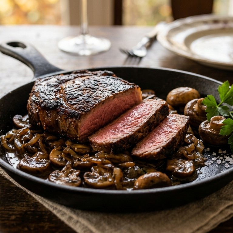 Biefstuk op champignons recept