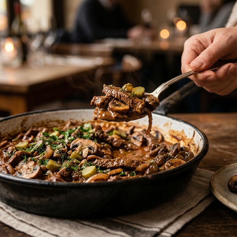 Biefstuk stroganoff recept