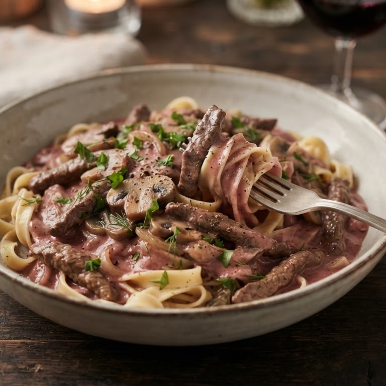 Biefstuk Stroganoff recept
