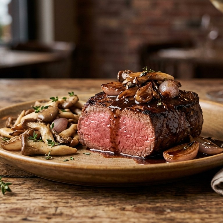 Biefstuk van de haas met balsamico-knoflooksaus recept
