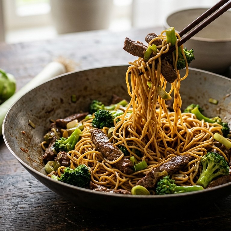Biefstukreepjes met mie recept
