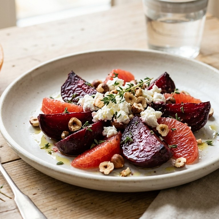 Bietensalade met  grapefruit, tijm en geitenkaas recept