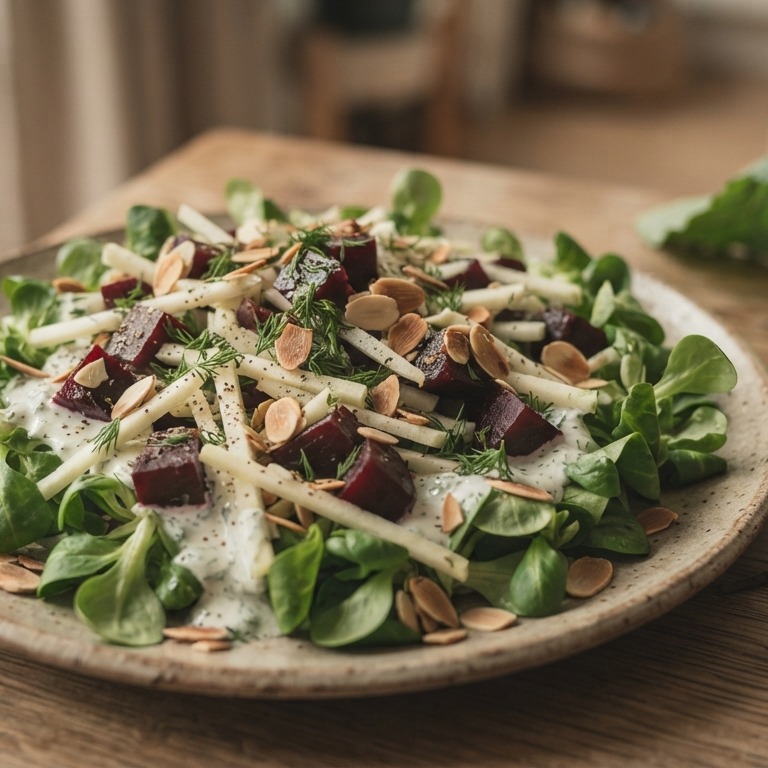 Bietensalade met veldsla en koolrabi recept