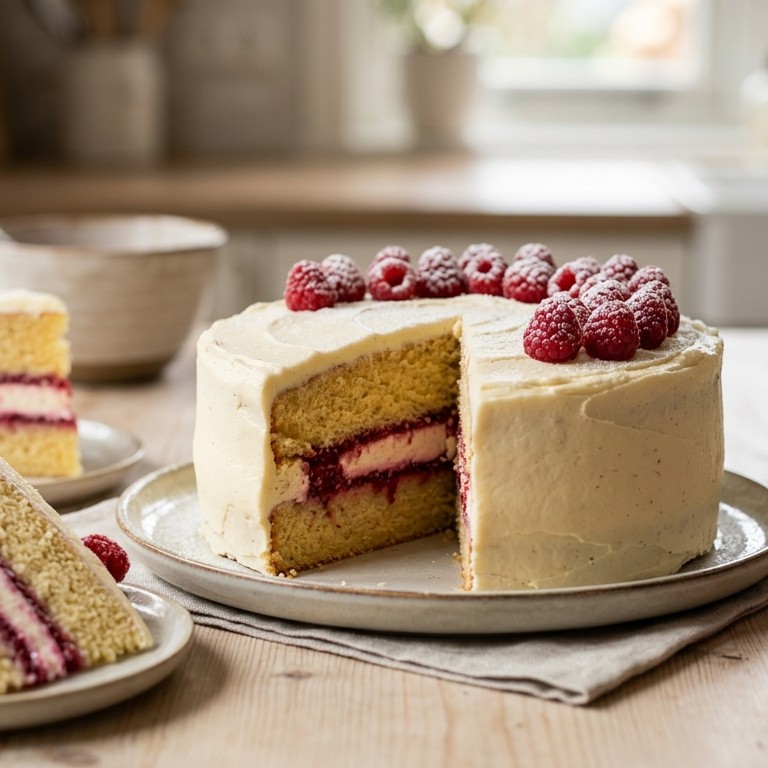 Biscuittaart met frambozenvulling recept