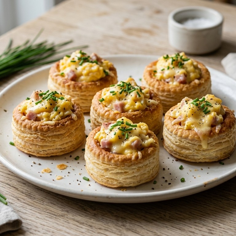 Bladerdeegbakjes met roerei recept