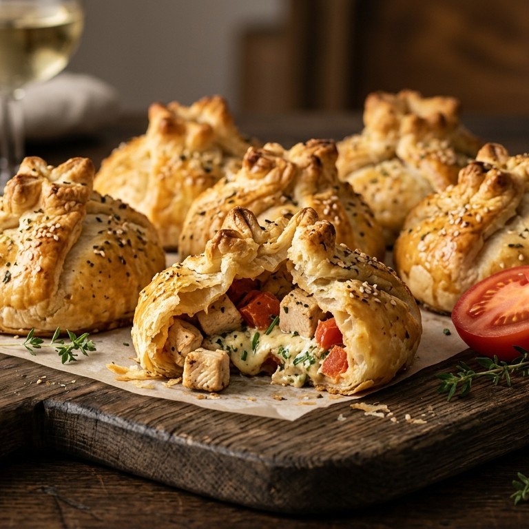 Bladerdeegbuideltje met kip en kruidenkaas recept