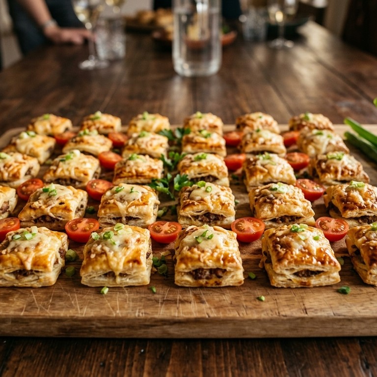 Bladerdeeghapjes met gehakt voor  buffet recept