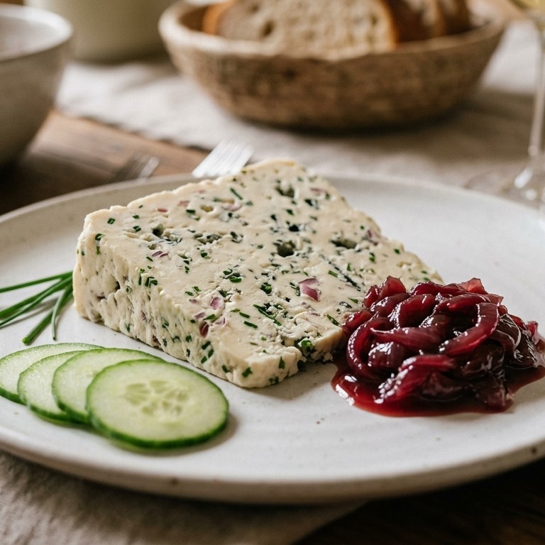 Blauw - kaas terrine met rode ui recept