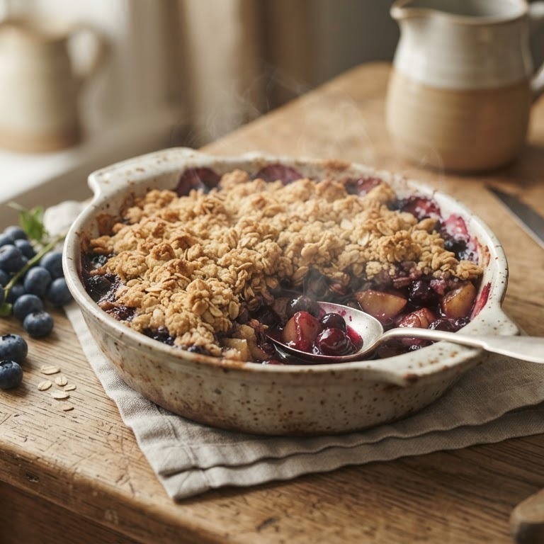 Blauwe bessen - appelcrumble recept