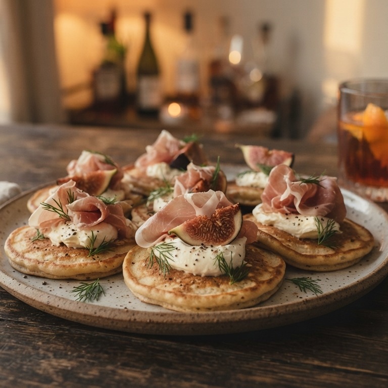 Blini's met ham en vijgen recept