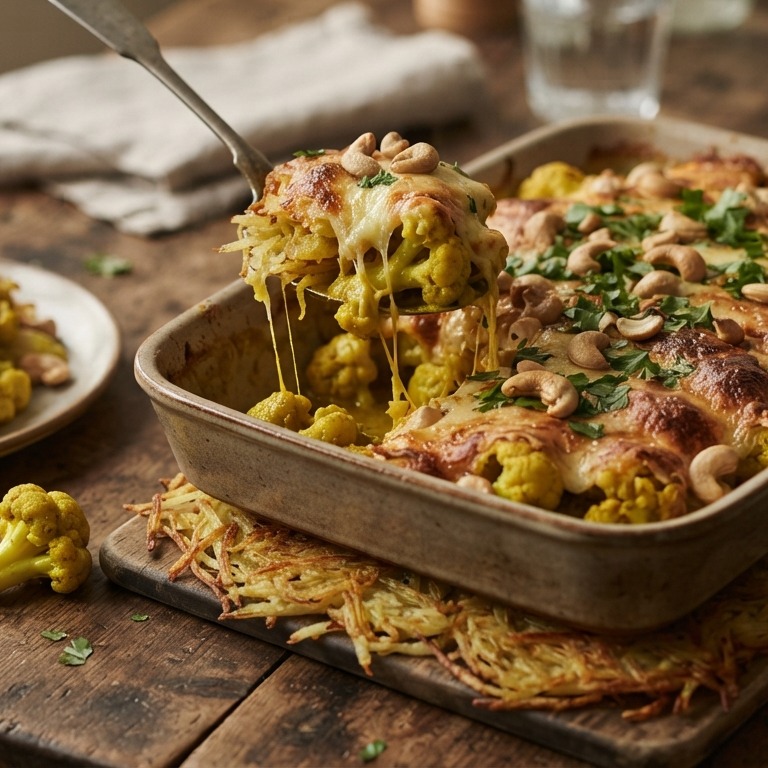 Bloemkool kerrie cashewnoten schotel recept
