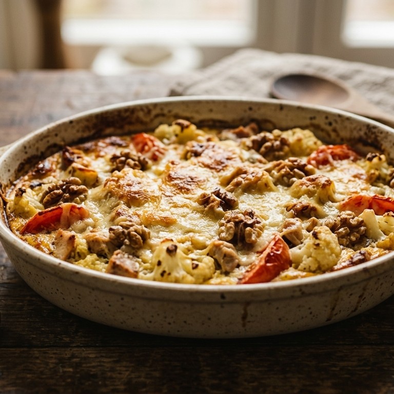 Bloemkool-tomatenschotel (eventueel vegetarisch) recept