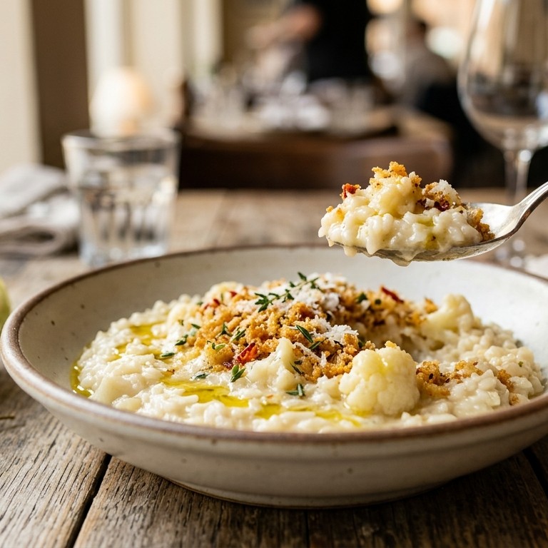 Bloemkoolrisotto met Pangrattato recept
