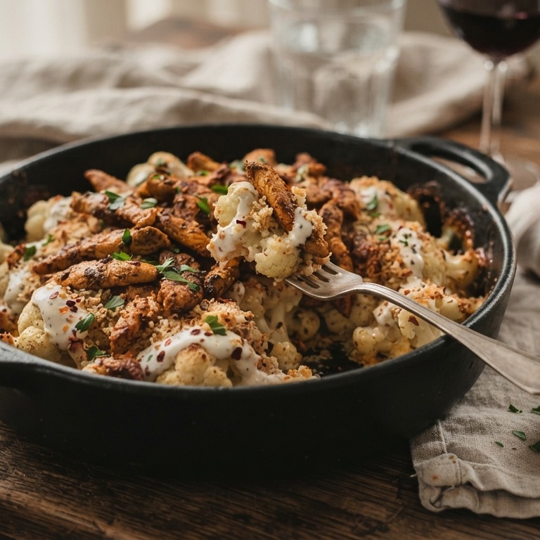 Bloemkoolschotel met shoarmavlees recept
