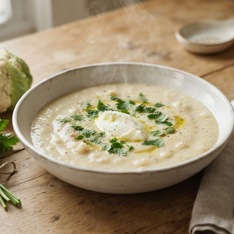 Bloemkoolsoep met verse roomkaas recept