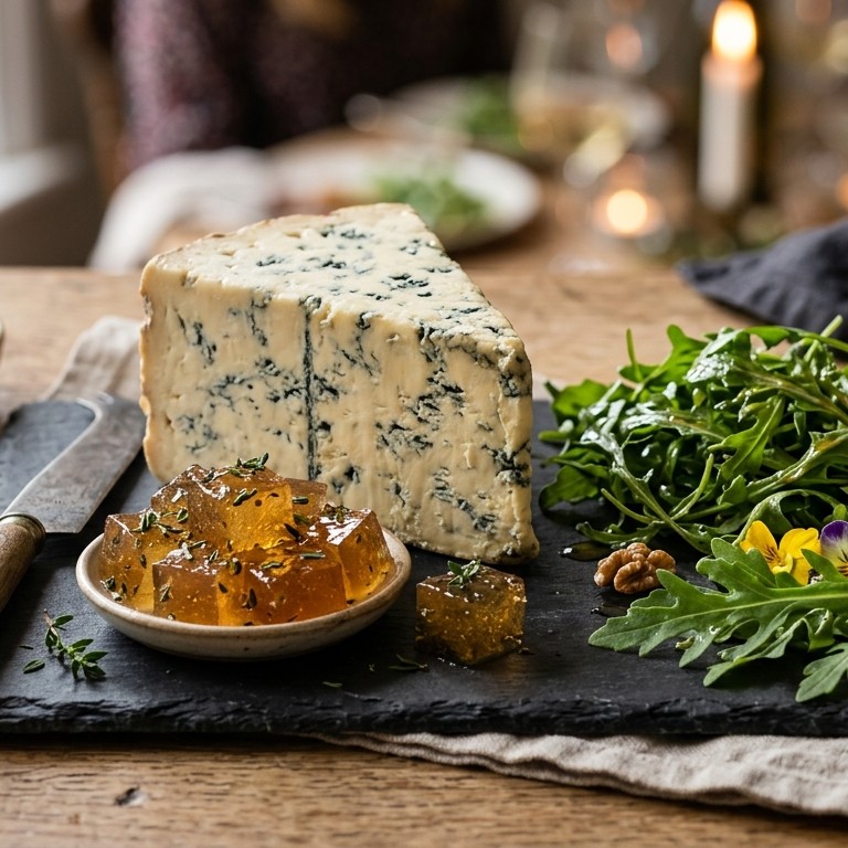 Blue stilton met tijm-sherrygelei recept