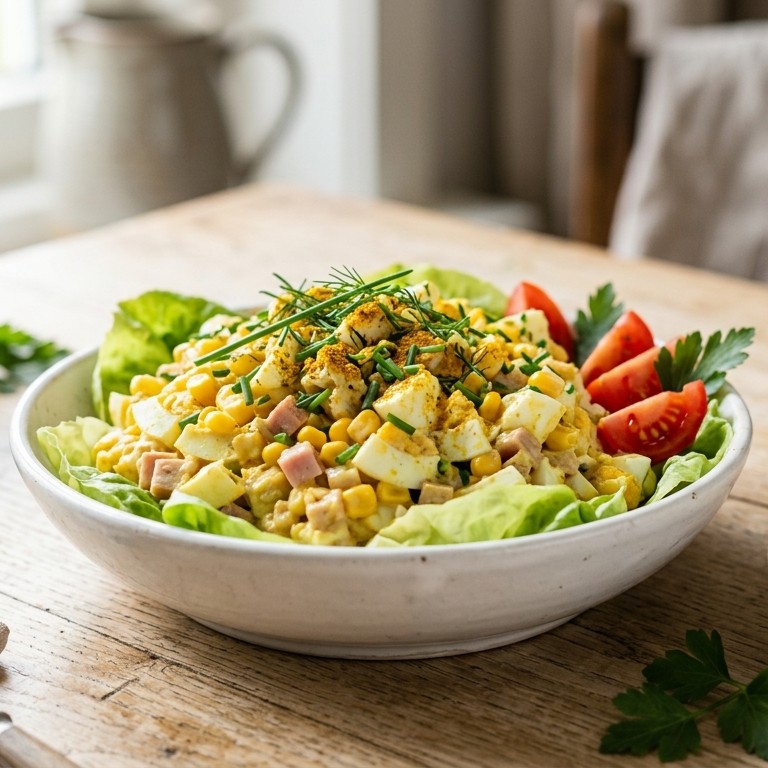 Boereneiersalade met kerrie recept