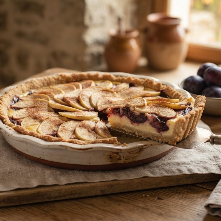 Boerentaart met appel en pruimencompote recept