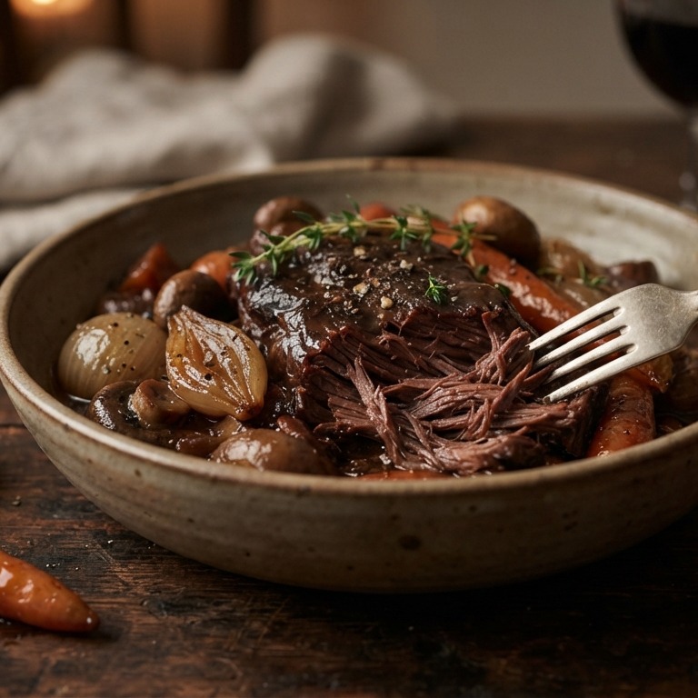 Boeuf bourguignon uit de slowcooker recept
