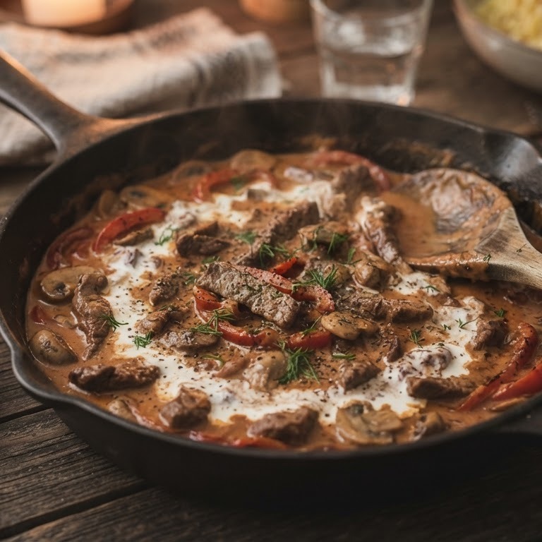 Boeuf stroganoff recept