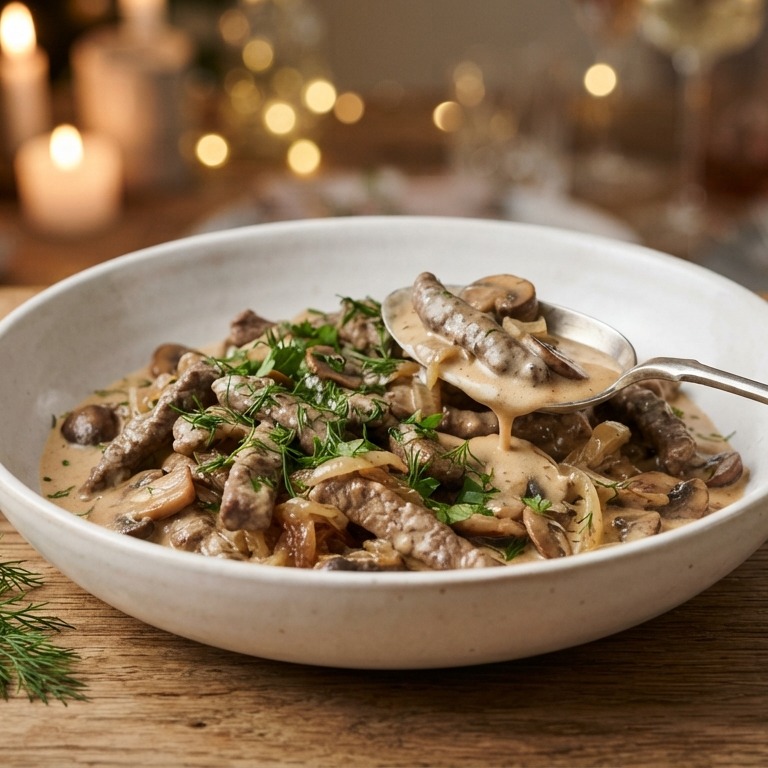 Boeuf Stroganoff recept