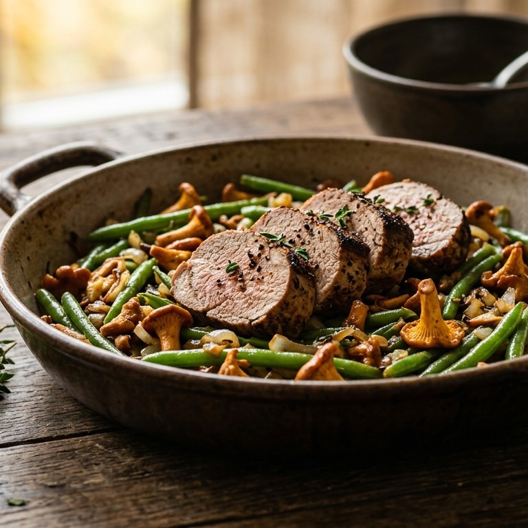 Bonenschotel met filet en paddestoelen recept