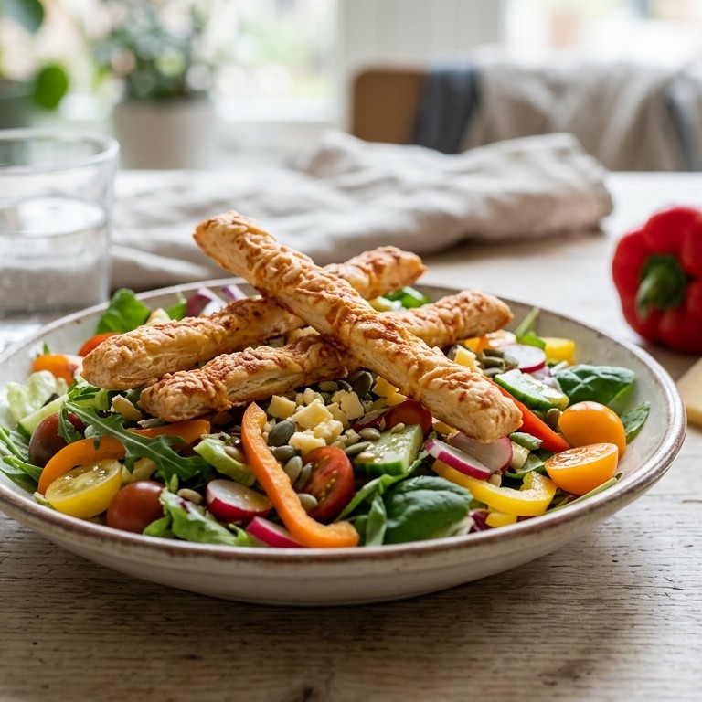 Bonte salade met kaassticks recept