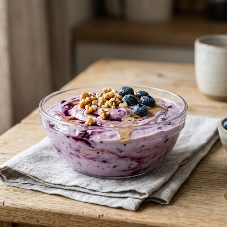 Bosbessenyoghurt met noten recept