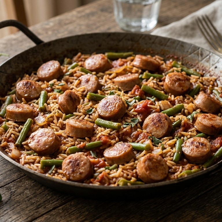 Braadworst en rijstschotel recept