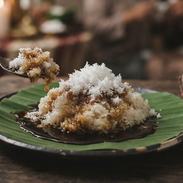Bras ketan met goela djawa en kokos recept