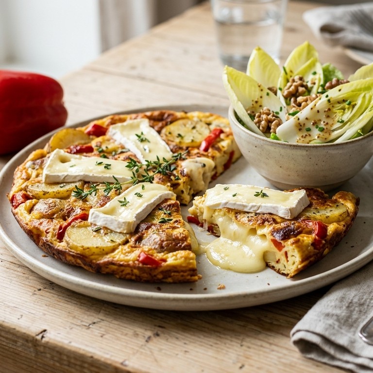 Brie-omelet met witlofsalade recept