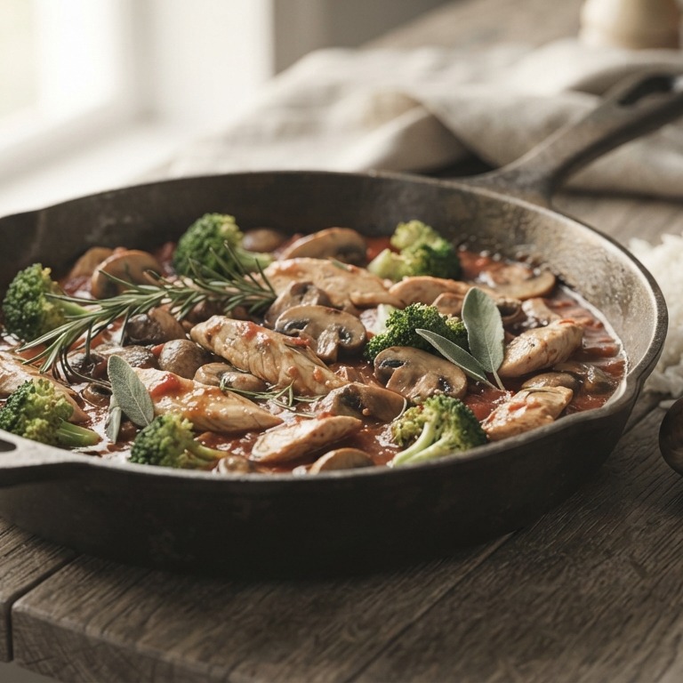 Broccoli met kip en champignons recept