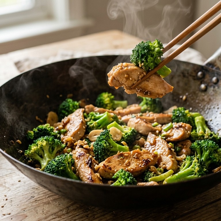 Broccoli met kip en knoflook recept