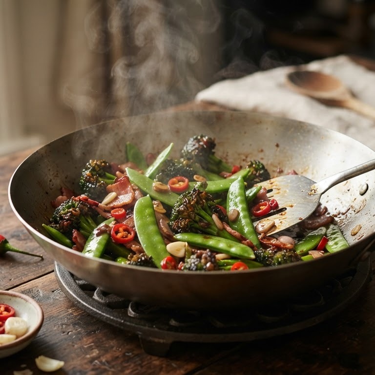Broccoli met sugar snaps in de wok recept