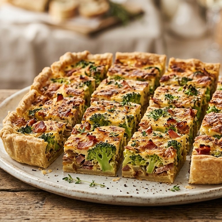 Broccoli-spekjesquiche voor buffet recept