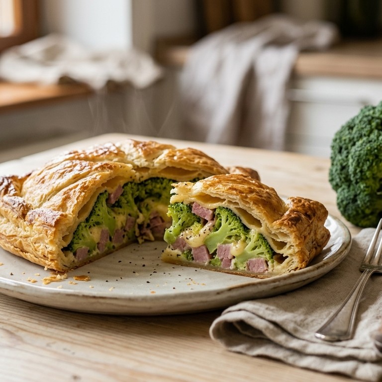 Broccolipasteitje met ham en kaas recept