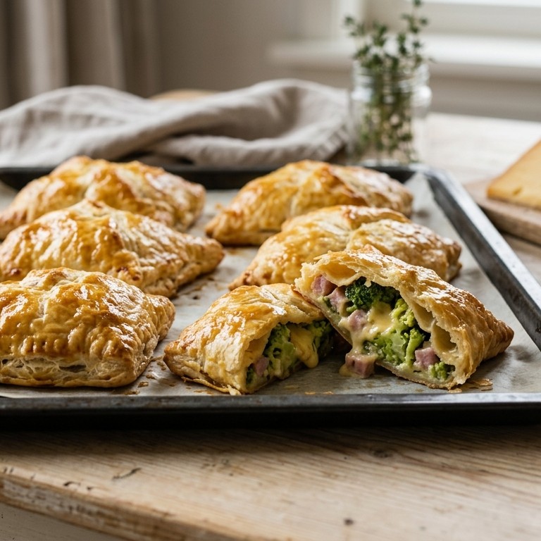Broccolipasteitjes met ham en kaas recept